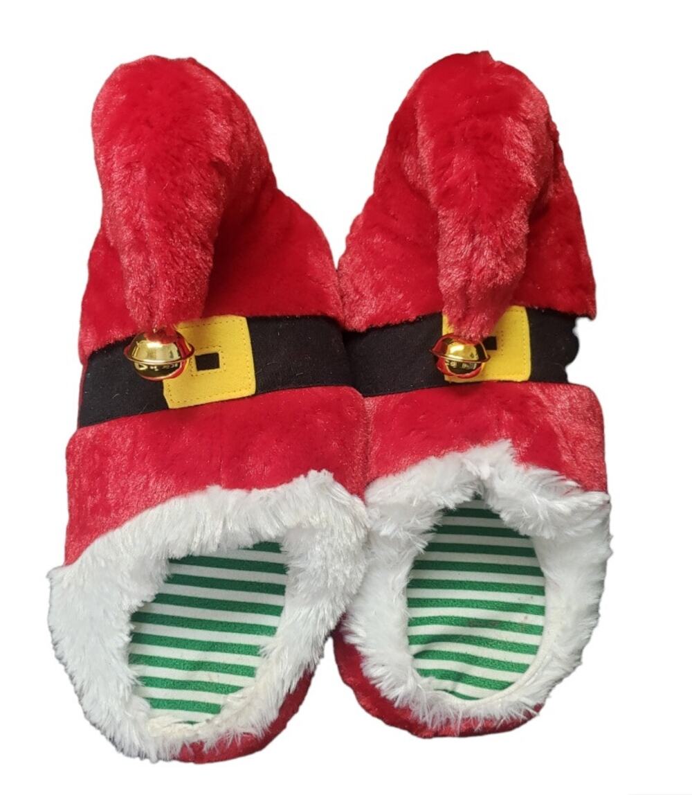 DanDee Collector's Choice Red Santa Belt Christmas Elf Jingle Bell Slippers